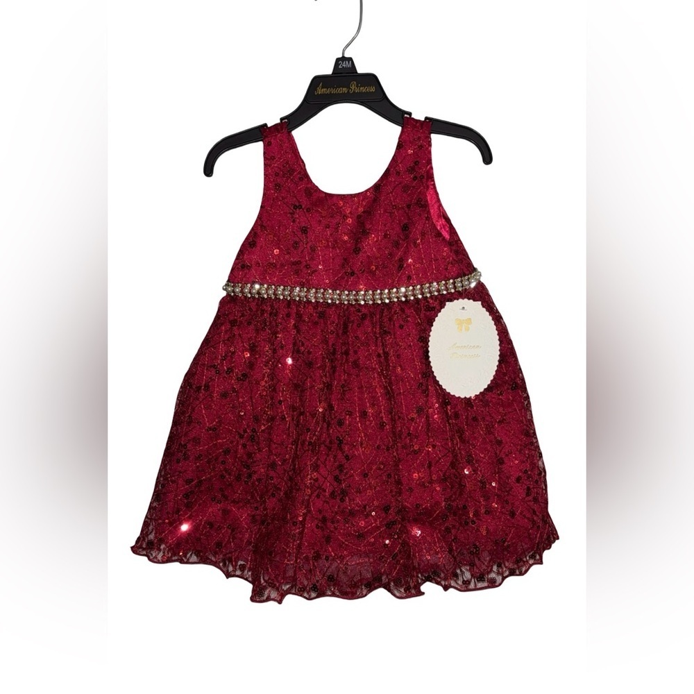 American Princess Red Sparkling Sequin Christmas Dress 24 Months New with Tags